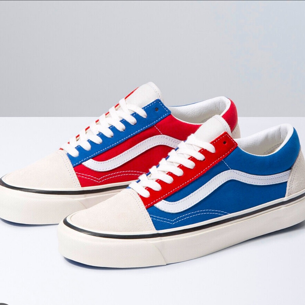Old school vans (Red white and blue)